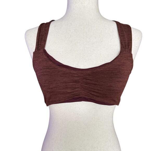 Free People Movement Zen Again Sports Bra Brown Ruched Crisscross Back Size S - Picture 4 of 6